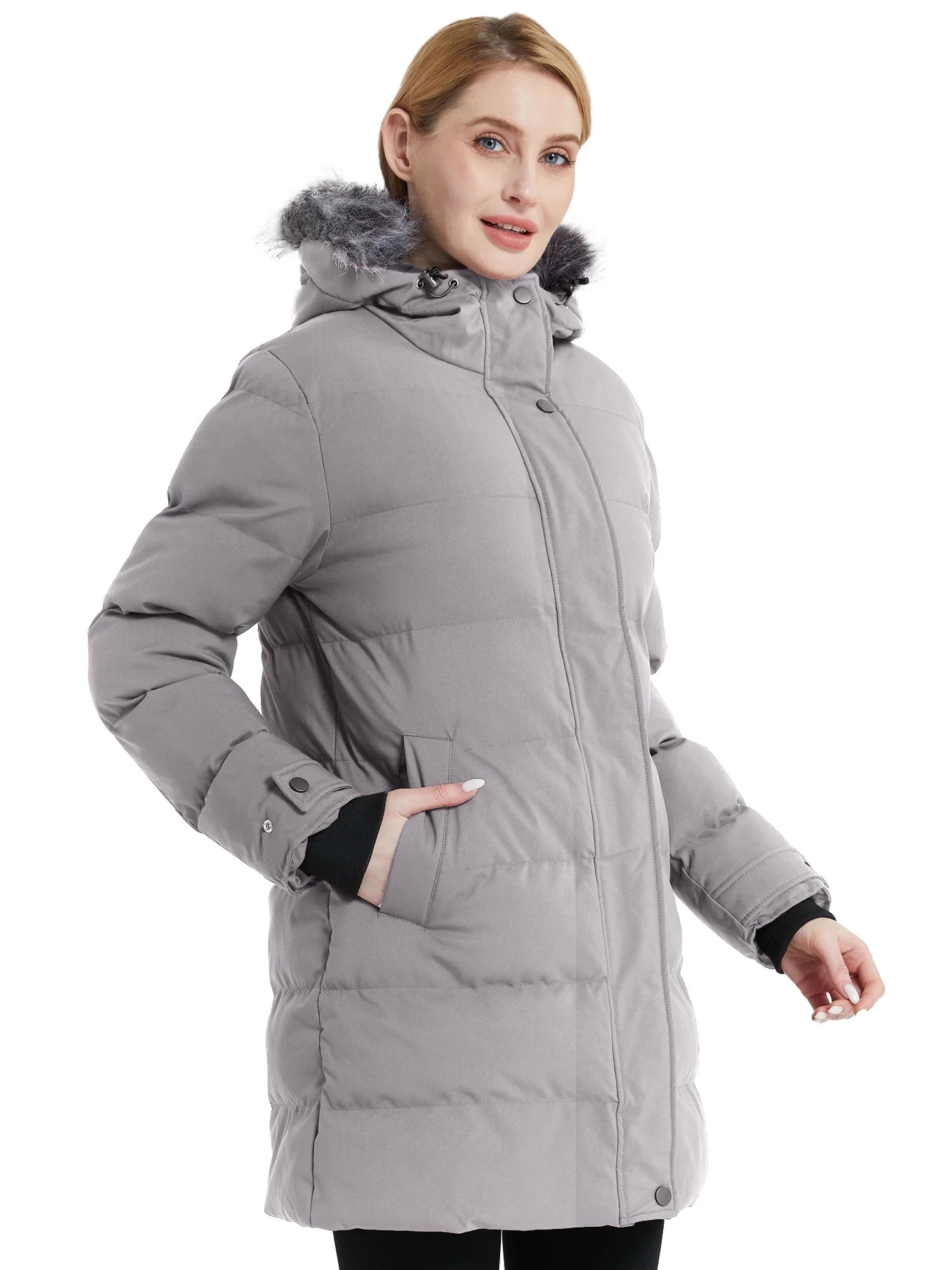 Women'S Winter Jacket Warm Puffer Coat Insulated Winter Coat Black M